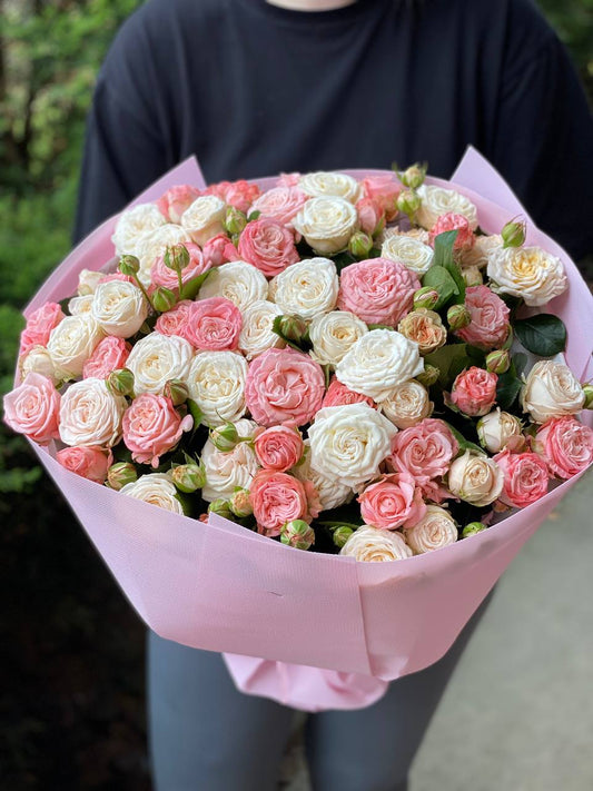 51 піоноподібна троянд сорт Міс Бомбастік та Бомбастік