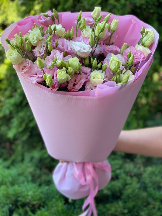 Pink eustoma 9 stems (70 cm)