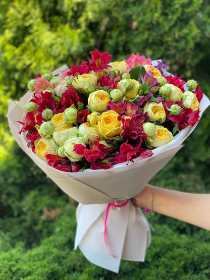 Bouquet of 39 stems Peony variety and Alstroemeria