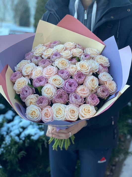 51 roses variety Bombastic and Lavender