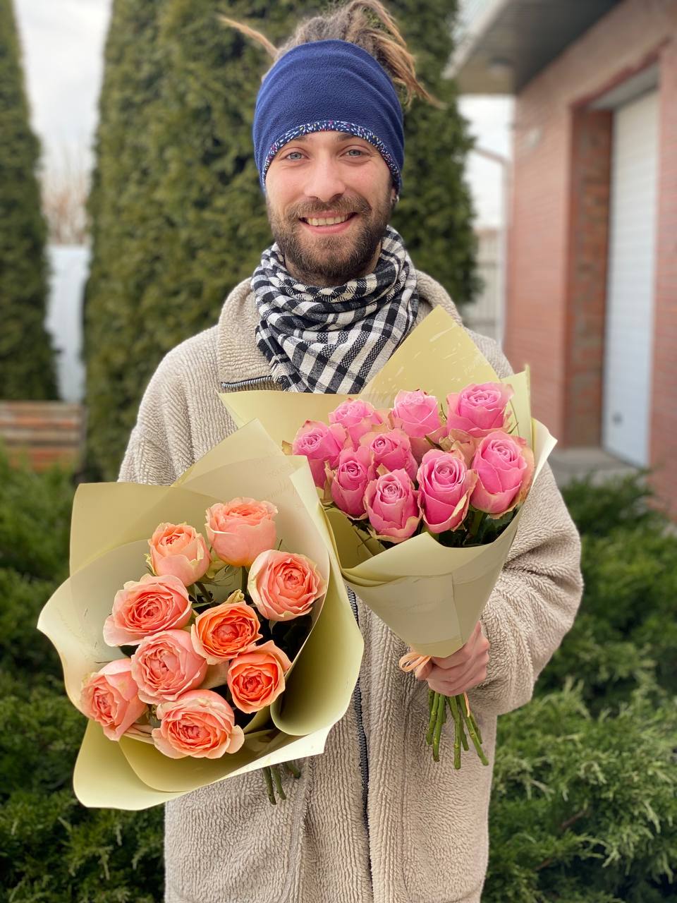 9 roses (color Soft Pink) 50 cm