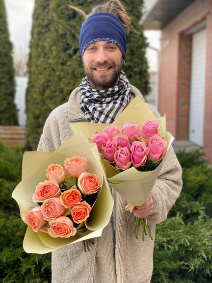 9 roses (color Soft Pink) 50 cm