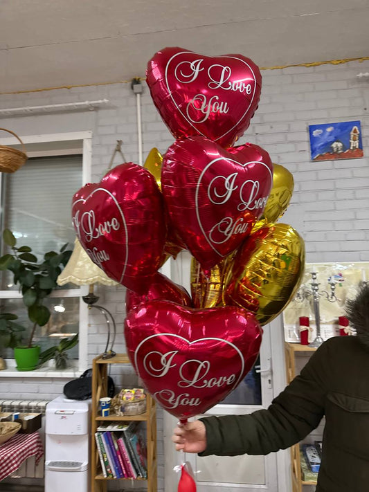 Balloon set: 5 foil hearts