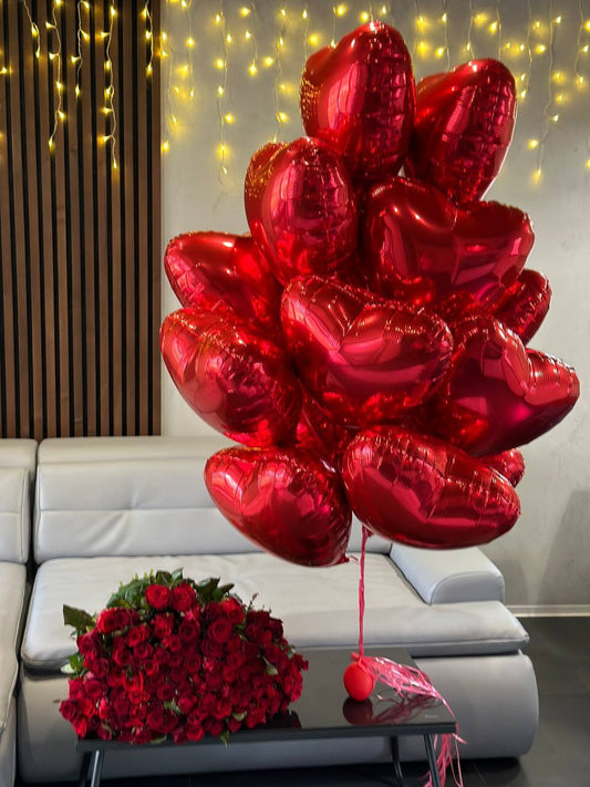 🎈 10 red foil hearts – Create an atmosphere of love this Valentine’s Day! 🎈
