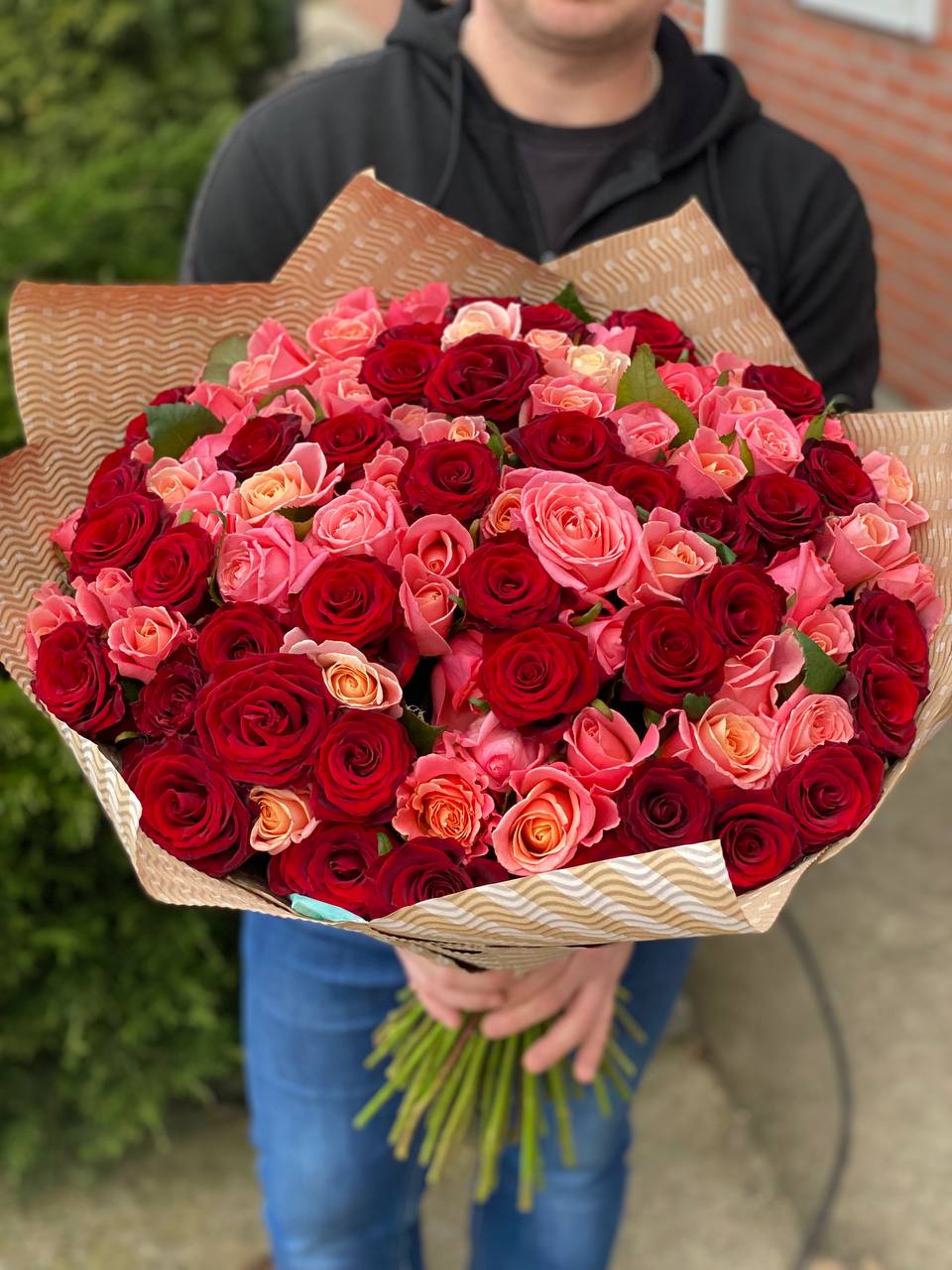 101 Roses Variety Miss Piggy and Red