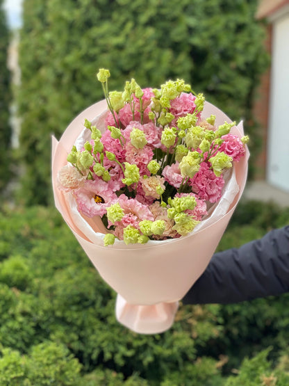 Pink eustoma 9 stems (70 cm)