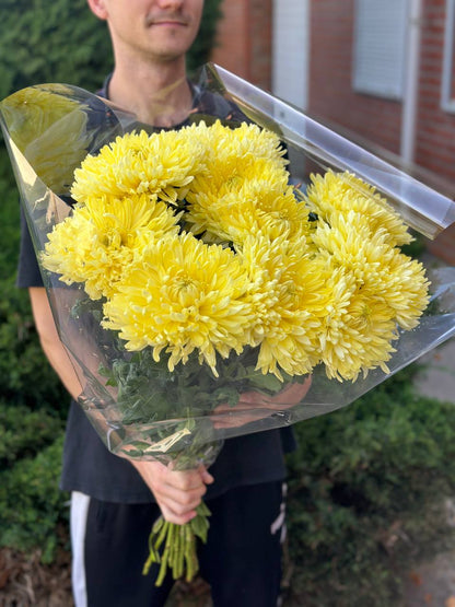 9 single-headed chrysanthemums (color Yellow)