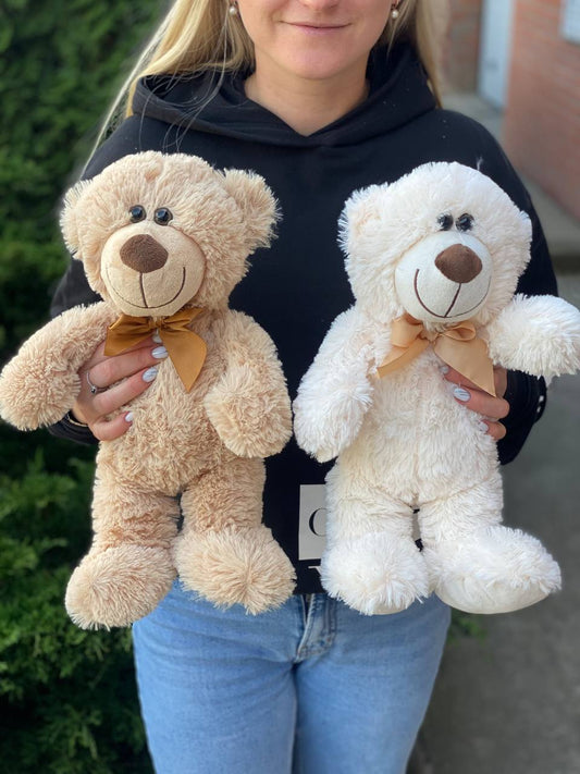 Teddy bear, 40 cm (color: White/Cream/Black)