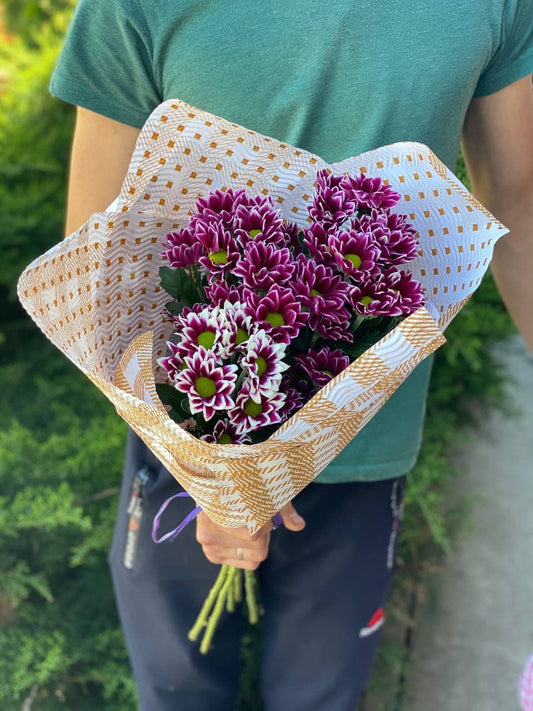 5 daisy-like chrysanthemums (color Purple)