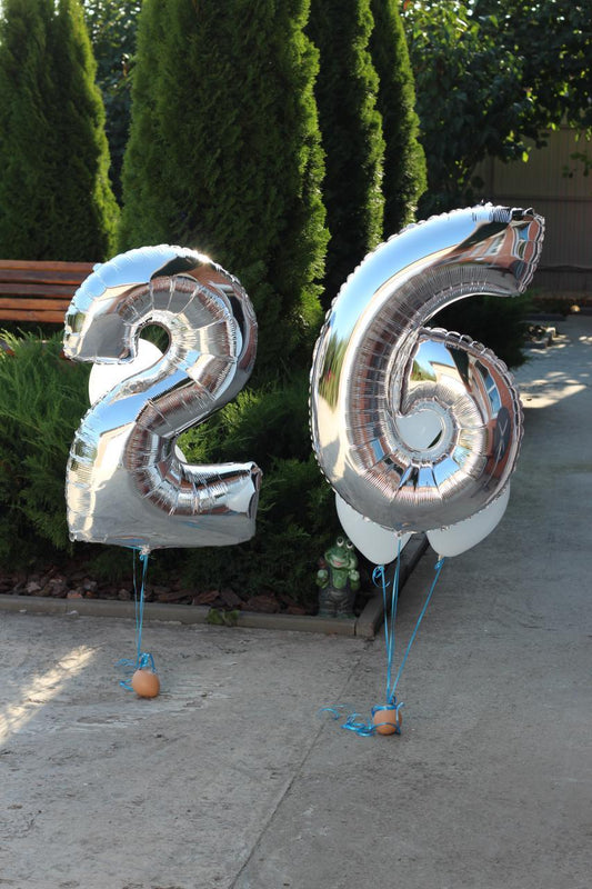 Set of Balloons Numbers Silver (size 1 meter) 2 pcs